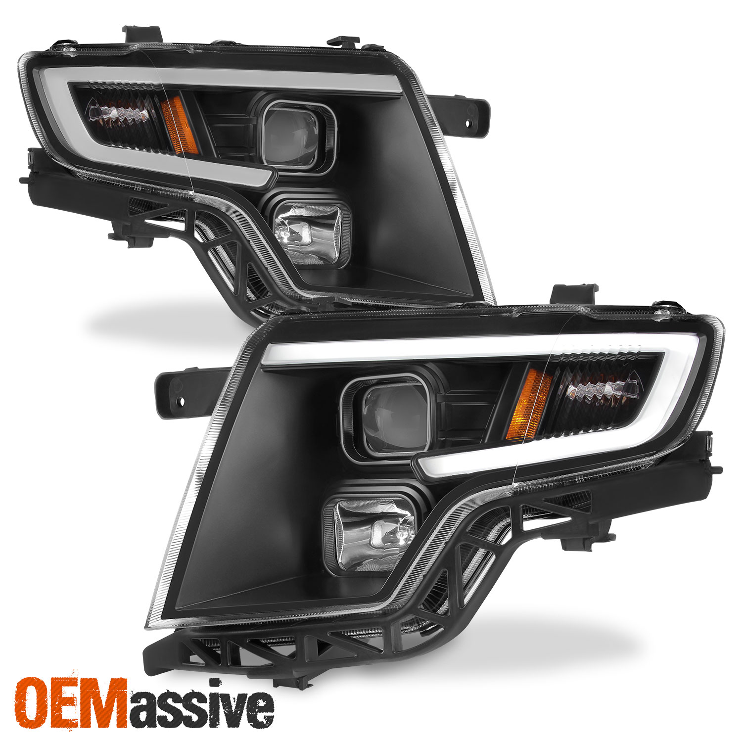For Ford Edge 20072010 LED Light Bar DRL Projector Headlights Black